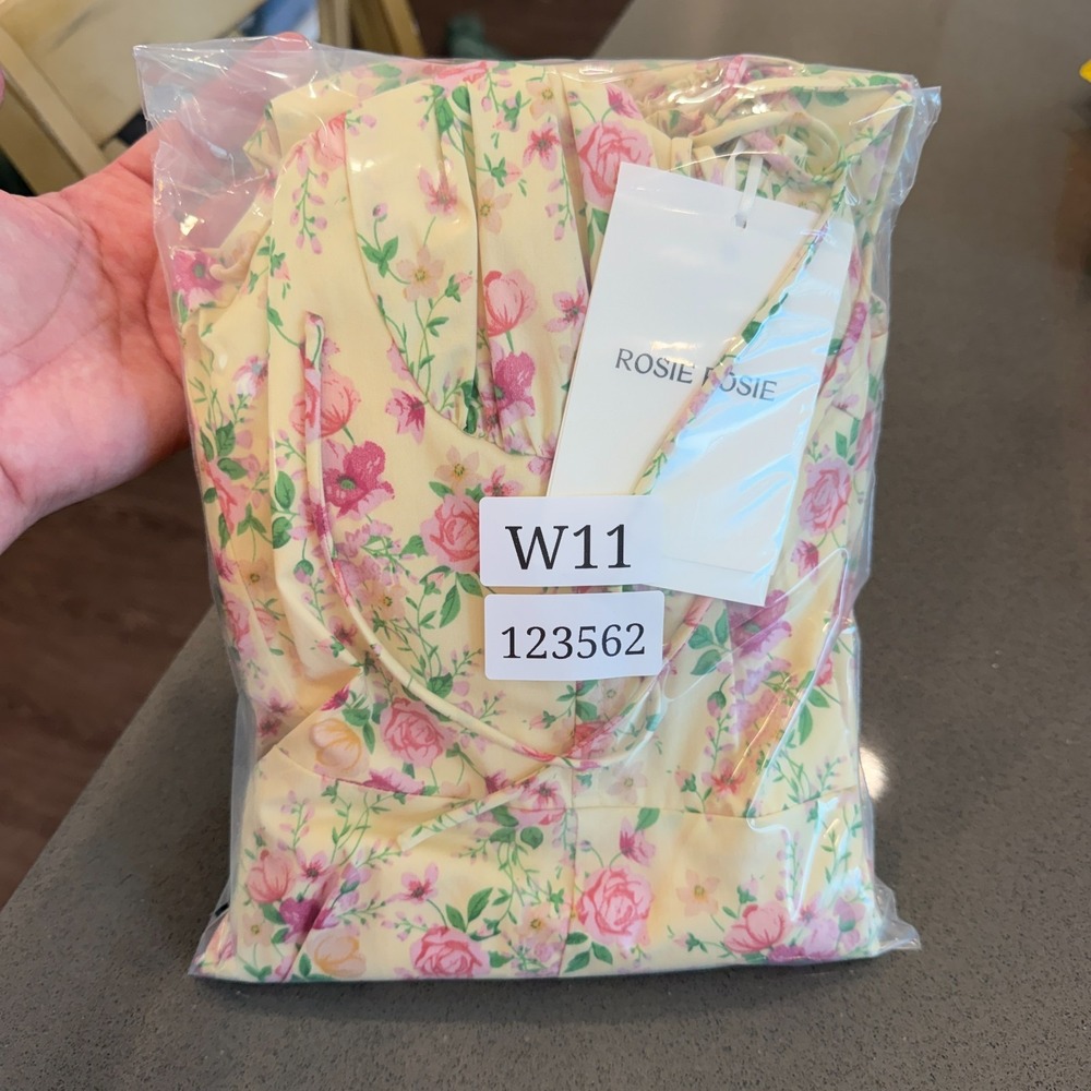 Rosie Posie Floral Cottagecore Midi Dress S Yellow Coquette Milkmaid Bridgerton - Picture 14 of 14
